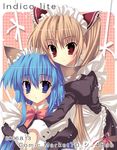 animal_ears blue_eyes blue_hair bow bowtie brown_hair cat_ears cat_tail character_request copyright_request long_hair long_sleeves lowres maid maid_headdress mitha multiple_girls red_eyes ribbon tail tail_ribbon 
