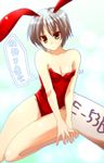  animal_ears bangs bare_legs bunny_ears bunnysuit mikami_mika nagato_yuki short_hair solo suzumiya_haruhi_no_yuuutsu 