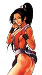  ass black_eyes black_hair breasts cleavage fatal_fury hiroaki_(kof) jpeg_artifacts long_hair medium_breasts official_art pelvic_curtain ponytail resizing_artifacts shiranui_mai sideboob snk solo the_king_of_fighters the_king_of_fighters_ex2 