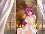  artist_request bed_sheet breasts brown_eyes covering kousaka_tamaki large_breasts long_hair naked_sheet nude red_hair solo to_heart_2 