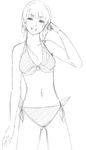  araki_yuuya bikini braid greyscale kimi_kiss mizusawa_mao monochrome solo swimsuit twin_braids twintails 