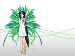  arm_hug arms_behind_back chuuou_higashiguchi dress feet jpeg_artifacts legs long_hair sandals saya saya_no_uta smile solo standing sundress toes very_long_hair 