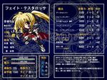  artist_request bardiche belt blonde_hair cape chibi fake_screenshot fate_testarossa fingerless_gloves gloves lyrical_nanoha magic_circle magical_girl mahou_shoujo_lyrical_nanoha mahou_shoujo_lyrical_nanoha_a's miniskirt octagram parody red_eyes skirt solo star_of_lakshmi super_robot_wars thighhighs translation_request twintails 