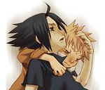  blonde_hair kobashi long_sleeves lowres male_focus multiple_boys naruto naruto_(series) scratching_head uchiha_sasuke uzumaki_naruto yaoi 