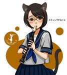  animal_ears artist_request cat_ears glasses instrument recorder school_uniform sekiguchi_kaori solo swing_girls tail 