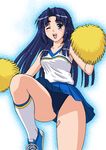  asakura_ryouko blue_eyes blue_hair buruma cheerleader dark_blue_hair highres mem pom_poms solo suzumiya_haruhi_no_yuuutsu 