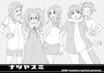  3girls everyone fujiwara_isami gotou_yuu greyscale hasebe_ai kaminogi_haruka kuroo_(project_apricot) lowres monochrome mukai_miho multiple_boys multiple_girls noein 