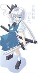  blue_eyes dual_wielding full_body green_skirt hair_ribbon holding holding_sword holding_weapon konpaku_youmu looking_at_viewer ribbon scabbard serious sheath sheathed shirt short_hair short_sleeves silver_hair simple_background skirt solo sword touhou touya_(the-moon) vest weapon white_background white_shirt 
