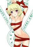  artist_request bdsm blonde_hair blush bondage bound lyrical_nanoha mahou_shoujo_lyrical_nanoha mahou_shoujo_lyrical_nanoha_a's naked_ribbon pink_eyes ribbon ribbon_bondage shamal solo 