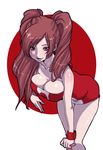  breasts brown_hair large_breasts long_hair naughty_face original red_eyes solo twintails zambi 