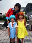  ayanami_rei cosplay dress family katsuragi_misato multiple_girls neon_genesis_evangelion photo souryuu_asuka_langley yellow_dress 