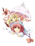  blonde_hair gap long_sleeves multiple_girls paji parasol saigyouji_yuyuko touhou umbrella yakumo_yukari 