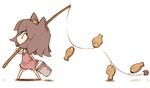  animal_ears artist_request brown_hair cat_ears chibi copyright_request fishing_line fishing_rod food holding holding_fishing_rod lowres short_hair solo taiyaki wagashi 