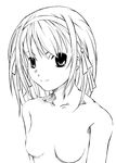  bare_shoulders breasts greyscale medium_breasts monochrome no_nipples solo suzuki_kyoutarou suzumiya_haruhi suzumiya_haruhi_no_yuuutsu upper_body 