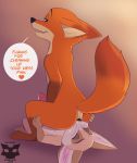  2019 anal anthro battouga-sharingan butt canid canine cum cum_in_ass cum_in_mouth cum_inside deep_rimming dialogue disney duo english_text eyes_closed facesitting felching fennec finnick fox fur green_eyes male male/male mammal nick_wilde oral orange_fur penis precum rimming sex size_difference speech_bubble text zootopia 
