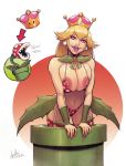  alternate_species big_breasts bra breasts clothing devil_hs female flora_fauna garter_belt garter_straps hair humanoid humanoidized legwear long_hair looking_at_viewer mario_bros nintendo nipples not_furry panties piranha_plant plant red_eyes solo thigh_highs tongue tongue_out underwear video_games 