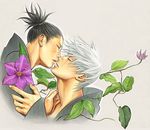  artist_request clematis_(flower) flower hatake_kakashi long_sleeves male_focus multiple_boys naruto naruto_(series) umino_iruka yaoi 