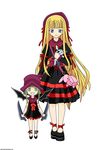  artist_request blonde_hair blue_eyes chachazero evangeline_a_k_mcdowell green_eyes green_hair hat long_hair long_sleeves mahou_sensei_negima! multiple_girls plaid ribbon short_hair skirt 