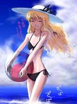  ball beachball bikini blonde_hair day hat kirisame_marisa solo swimsuit touhou tsuyadashi_shuuji 
