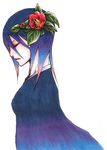  artist_request bleach camellia closed_eyes flower from_side gradient_hair hair_flower hair_ornament kuchiki_rukia long_sleeves lowres makeup multicolored_hair solo 