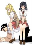  all_fours artist_request blonde_hair harima_kenji multiple_girls sawachika_eri school_rumble sitting sitting_on_person tsukamoto_yakumo 