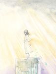  black_hair bleach kuchiki_rukia light nagumo_kuu pillar robe skinny solo traditional_media watercolor_(medium) 