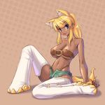  animal_ears artist_request beltbra blonde_hair blue_eyes boots breasts denim denim_shorts extra_ears fang large_breasts liru renkin_san-kyuu_magical_pokaan short_hair shorts solo tail thighhighs wolf_ears wolf_girl wolf_tail 