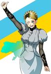  blonde_hair blue_eyes braid curvy dress duplicate lace mudazumo_naki_kaikaku politician puffy_sleeves side_braid solo ukraine yulia_tymoshenko 