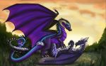  2019 claws couple_(disambiguation) digital_media_(artwork) dragon feral horn invalid_color katruna94 male neon paws romantic simple_background wings 