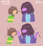  ... 2019 anthro blush chalk clothed clothing deltarune digital_media_(artwork) eye_contact female hair human humor invalid_color invalid_tag kris_(deltarune) male mammal pocky reptile scalie simple_background smile susie_(deltarune) torn_clothing ukaridraws1219 video_games 