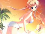  ass bikini blonde_hair blue_eyes character_request flower game_cg long_hair love_you mikeou palm_tree solo sunset swimsuit tree twintails 