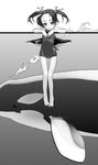  animal bird cota_(artist) greyscale monochrome one-piece_swimsuit original penguin school_swimsuit solo swimsuit whale 