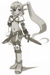  elf monochrome nakopapa original pointy_ears solo sword weapon 