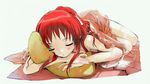  blanket blush duplicate legs long_hair lying nude on_stomach onda_aka pillow pillow_hug rec red_hair screencap sleeping solo 