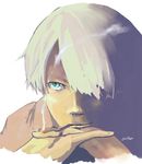  cigarette ginko green_eyes guitar_(guitars) hair_over_one_eye lowres male_focus mushishi smoking solo white_hair 