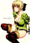  blonde_hair breasts cassandra_alexandra cleavage highres kansuke large_breasts short_hair solo soulcalibur thighhighs 