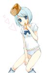  bisuke-tan blue_panties bottomless kfc object_on_head panties solo striped striped_panties underwear usashiro_mani 