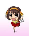  brown_hair bu-n chibi isse lowres outstretched_arms short_hair solo spread_arms suzumiya_haruhi suzumiya_haruhi_no_yuuutsu 