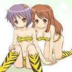  animal_print asahina_mikuru breasts cosplay lum lum_(cosplay) medium_breasts multiple_girls nagato_yuki smile suzumiya_haruhi_no_yuuutsu tiger_print urusei_yatsura yuuichi_(tareme_paradise) 