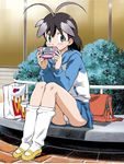  arcade_gamer_fubuki artist_request long_sleeves loose_socks mary_janes miniskirt panties pantyshot pantyshot_(sitting) sakuragasaki_fubuki shoes sitting skirt socks solo underwear white_legwear white_panties 