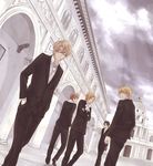  america_(hetalia) axis_powers_hetalia blonde_hair brown_hair china_(hetalia) england_(hetalia) formal france_(hetalia) glasses highres multiple_boys russia_(hetalia) scarf suit united_kingdom_(hetalia) 