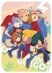  bad_id bad_pixiv_id endou_mamoru fubuki_shirou goalkeeper gouenji_shuuya headband inazuma_eleven inazuma_eleven_(series) inazuma_japan kidou_yuuto male_focus multiple_boys no_shoes soccer_uniform socks sportswear star wagimocco 