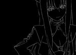  black_gold_saw black_rock_shooter horns huke long_hair monochrome original tagme 