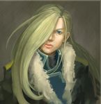  amestris_military_uniform blonde_hair blue_eyes fullmetal_alchemist hair_over_one_eye lips long_hair military military_uniform olivier_mira_armstrong pnatu realistic solo uniform 