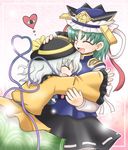  closed_eyes eyes hand_on_another's_head hat heart heart_of_string hug komeiji_koishi manaka_(pdx) multiple_girls shiki_eiki smile touhou 