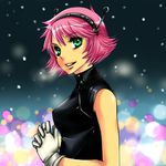  android antenna antennae aracco dress ghost_sweeper_mikami gloves green_eyes maria maria_(ghost_sweeper_mikami) pink_hair pixiv_thumbnail resized snow 