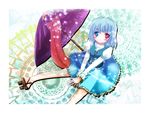  heterochromia highres karakasa_obake md5_mismatch purple_umbrella solo tatara_kogasa touhou umbrella windfeathers 