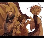  animal_ears blonde_hair brown_hair cat_ears cat_tail chen fox_ears fox_tail gap haruba_negi hat highres letterboxed multiple_girls multiple_tails perfect_cherry_blossom short_hair smile tail touhou yakumo_ran yakumo_yukari 