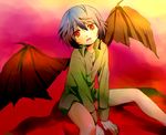  bat_wings blue_eyes dress_shirt ema20 red_eyes remilia_scarlet shirt short_hair solo touhou wings 