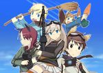  amelie_planchard animal_ears brave_witches broom camera carrot goggles goggles_on_head gun hanna-justina_marseille hasesese head_wings katou_keiko kumichou_(kumichoubox) machine_gun mg42 minna-dietlinde_wilcke multiple_girls nikka_edvardine_katajainen strike_witches weapon world_witches_series 